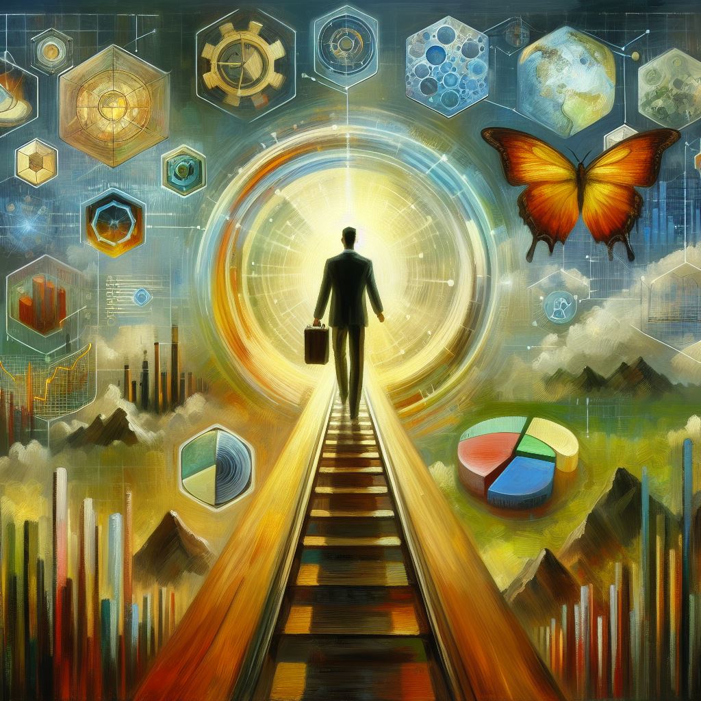 image of a person embarking on a journey into the world of data analytics, transforming raw data into meaningful insights, surrounded by top techniques and tools in data analytics